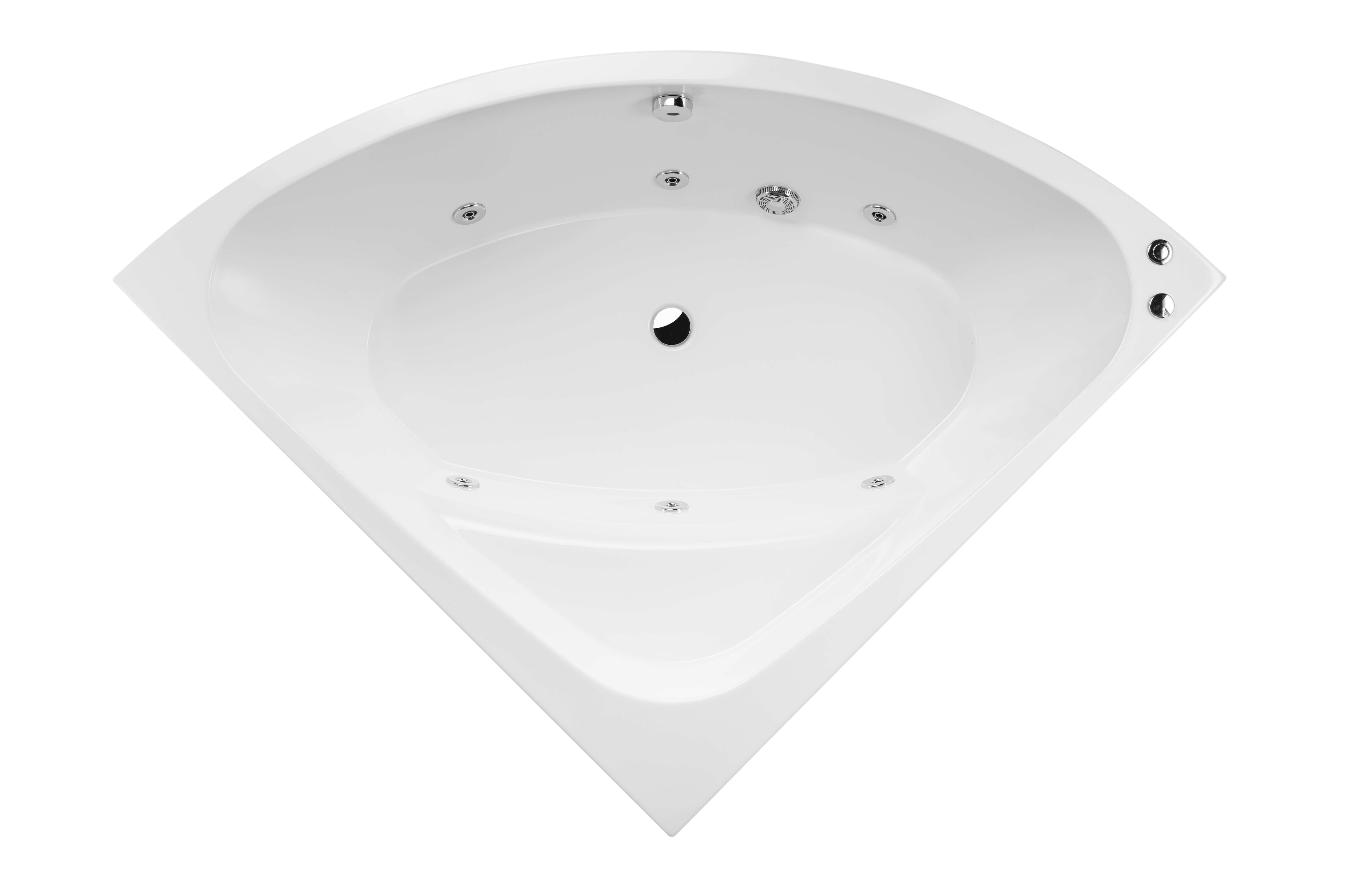 Cada baie cu hidromasaj FIBREX Royal, semirotunda, acril, 140 x 140 cm, alb