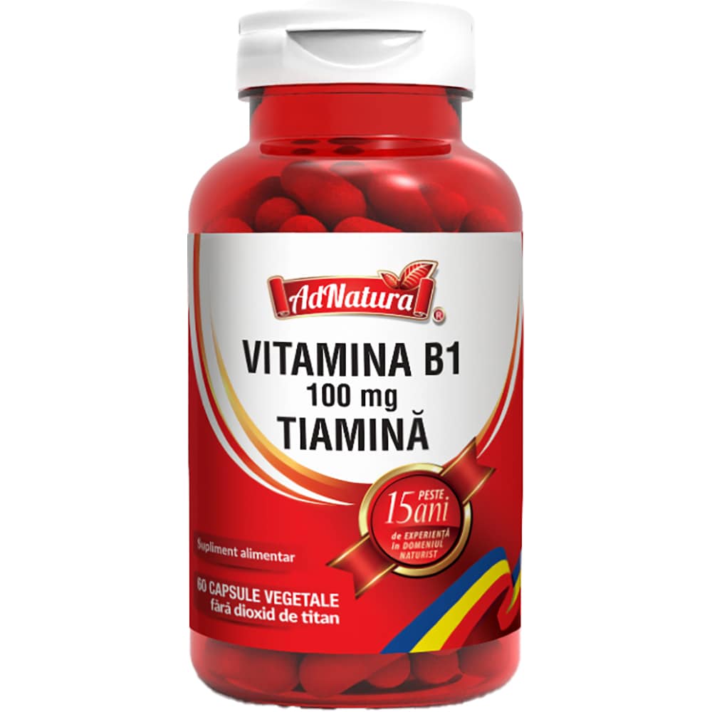 Supliment Vitamina B1 100 mg Tiamina, 60 capsule, AD NATURA