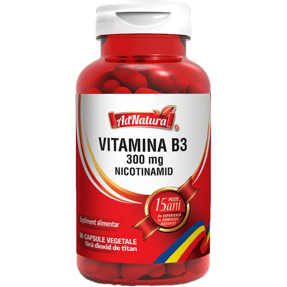 Supliment Vitamina B3 300 mg Nicotinamida, 60 capsule, AD NATURA