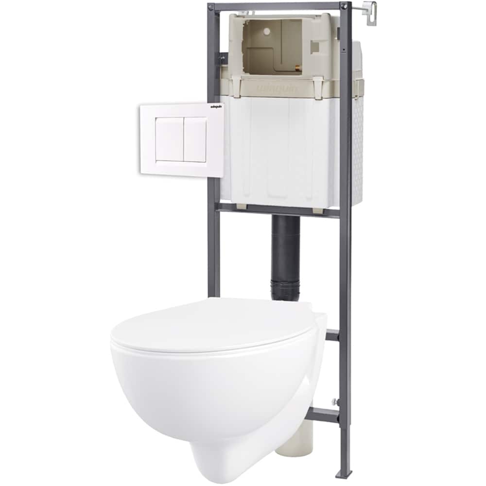 Set vas WC si rezervor incastrat WIRQUIN, montaj suspendat, evacuare orizontala, ceramica, 6l, alb