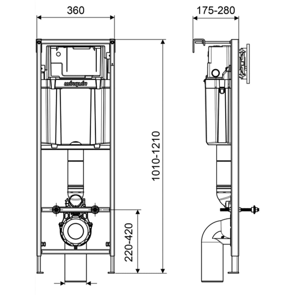 Set rezervor WC incastrat WIRQUIN Casual Line + clapeta actionare, 3-6L, gri