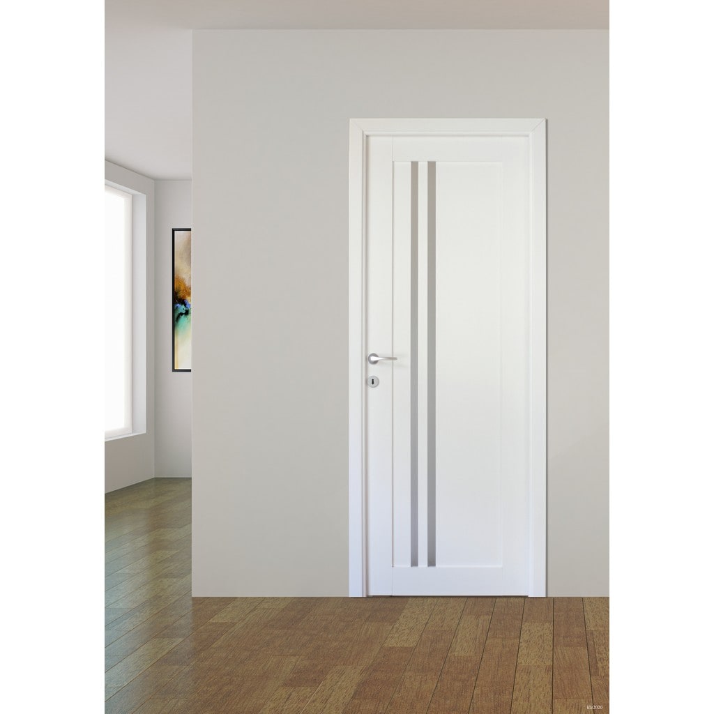 Usa interior Della, cu geam, reversibila, MDF, 78 x 203 cm, alb