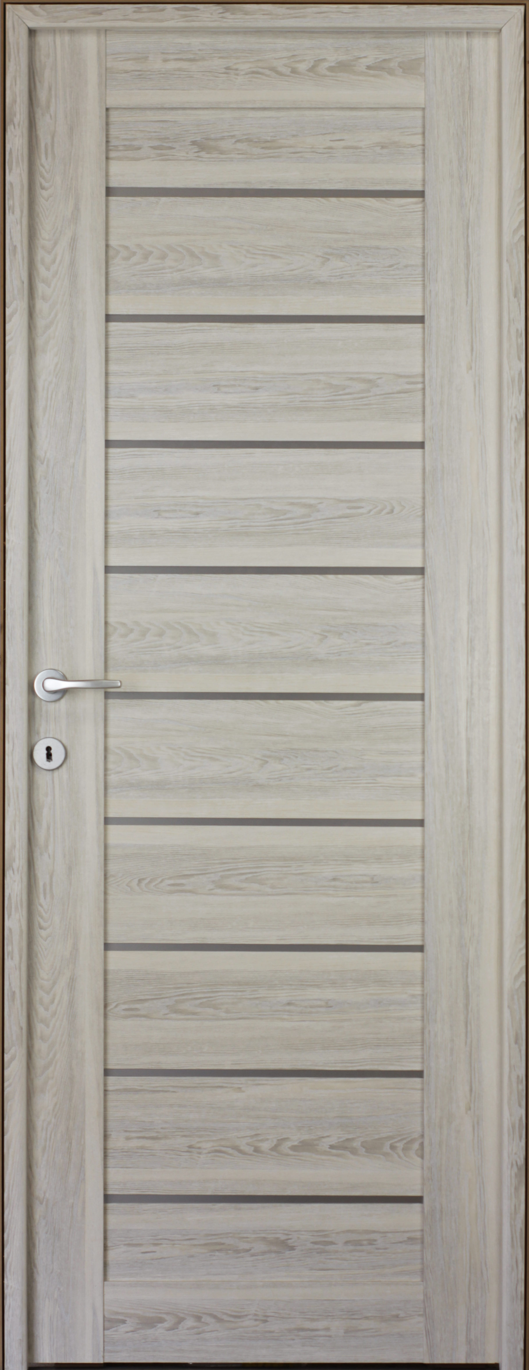 Usa interior Tarra, cu geam, reversibila, MDF, 78 x 203 cm, gri deschis