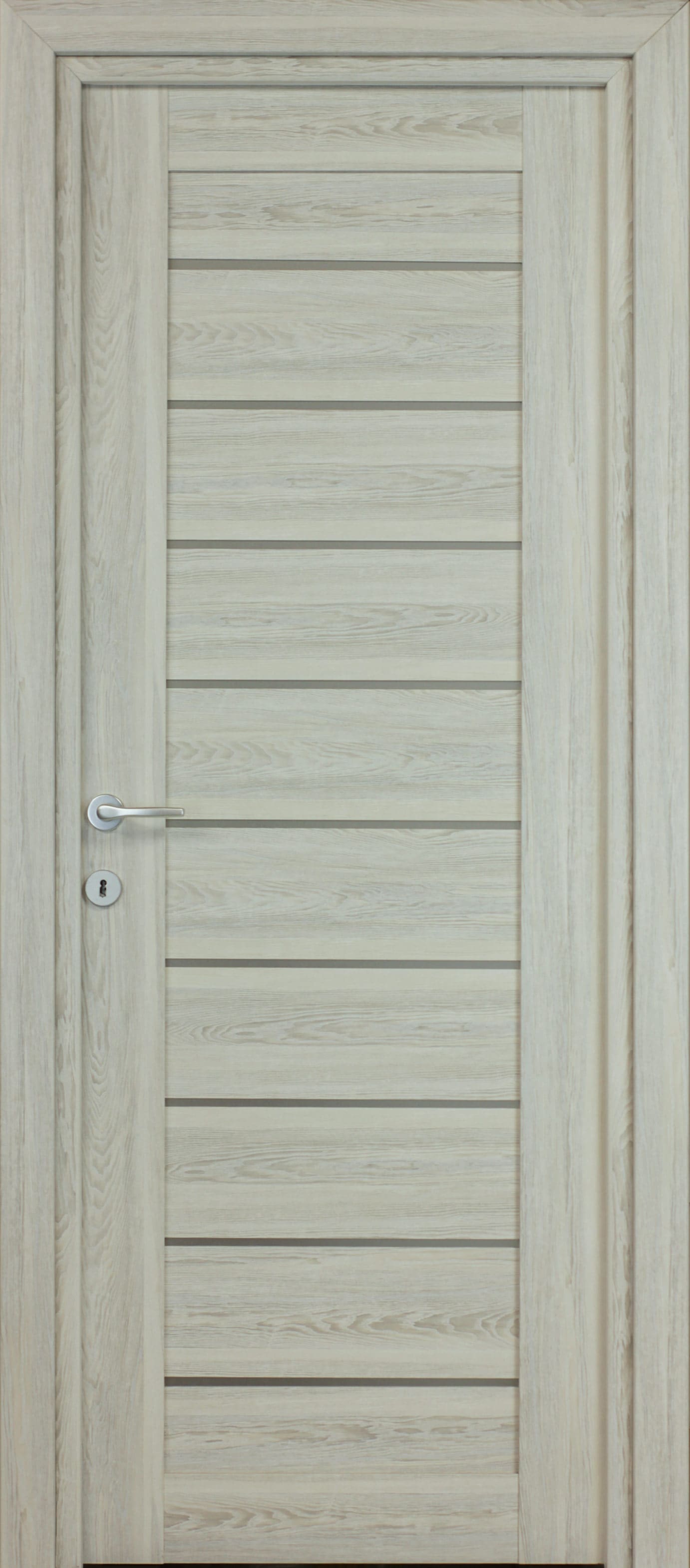 Usa interior Tarra, cu geam, reversibila, MDF, 88 x 203 cm, gri deschis