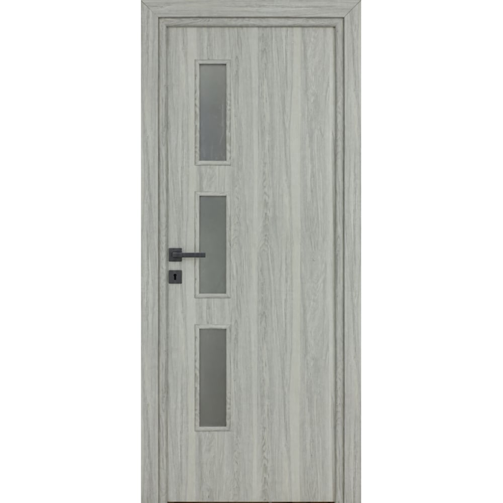 Usa interior Karpat Solo, cu geam, reversibila, MDF, 68 x 203 cm, gri deschis