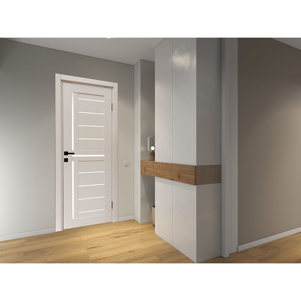 Usa interior Lumia, cu geam, reversibila, MDF, 68 x 203 cm, alb