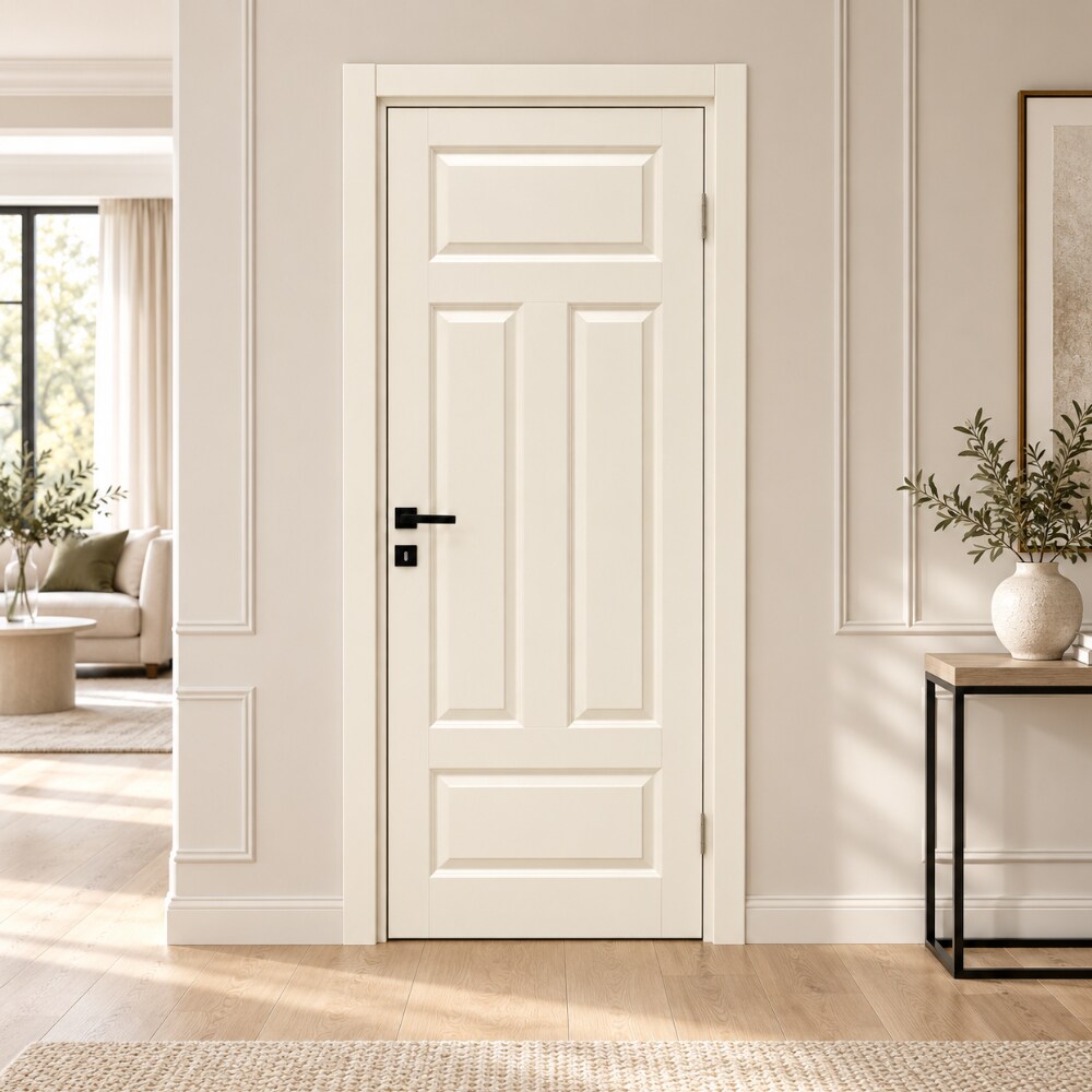 Usa interior Elegant, fara geam, reversibila, MDF, 88 x 203 cm, crem