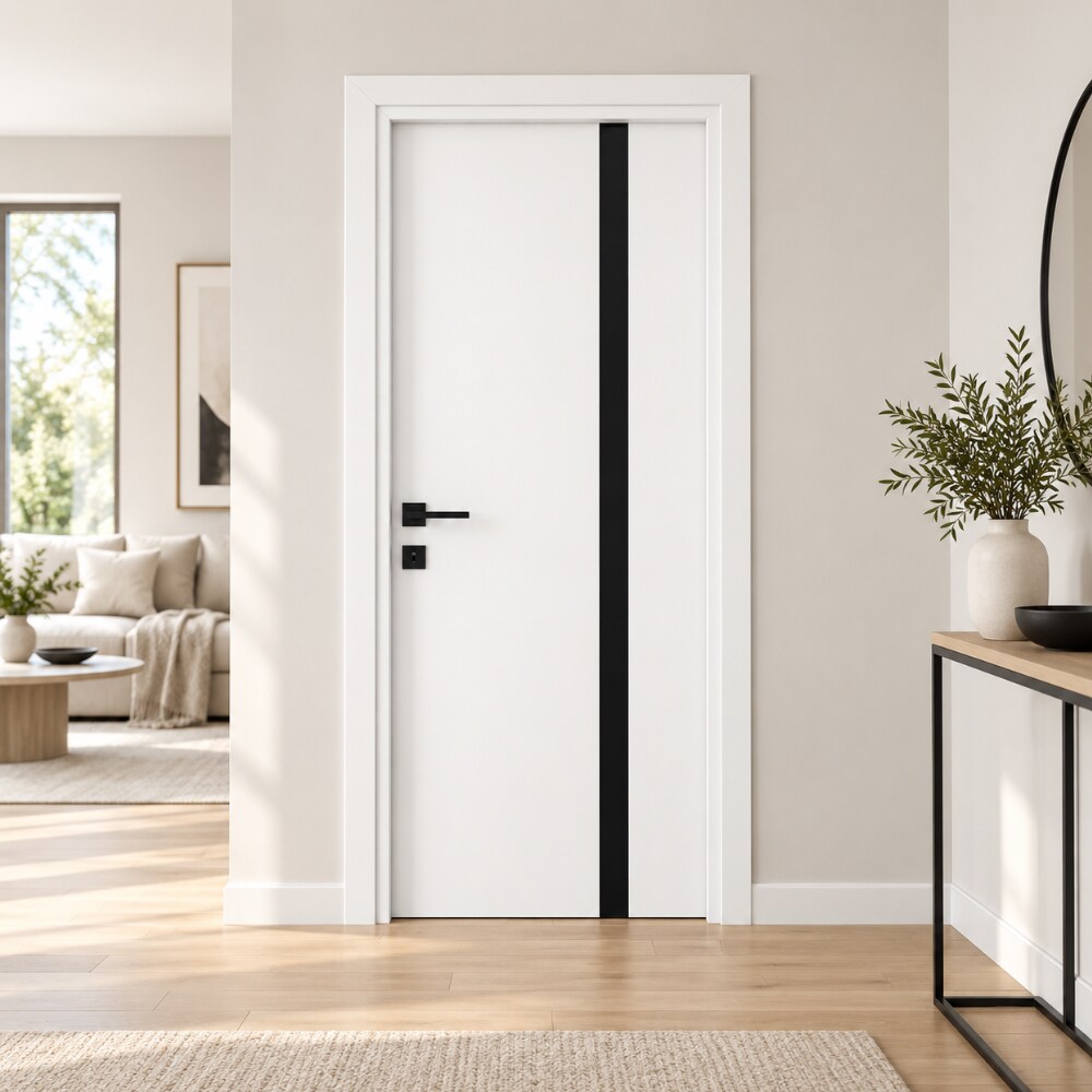 Usa interior Karpat Blackline, fara geam, reversibila, MDF, 78 x 203 cm, alb