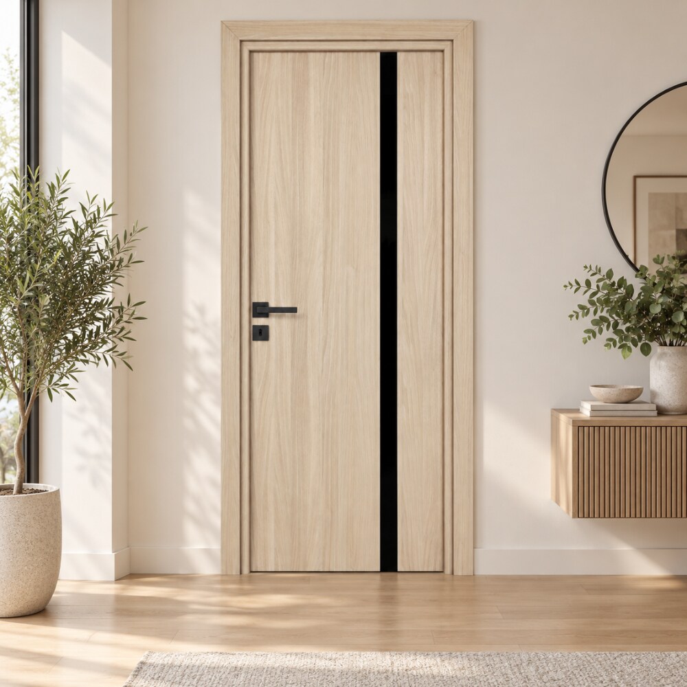 Usa interior Karpat Blackline, fara geam, reversibila, MDF, 68 x 203 cm, maro deschis