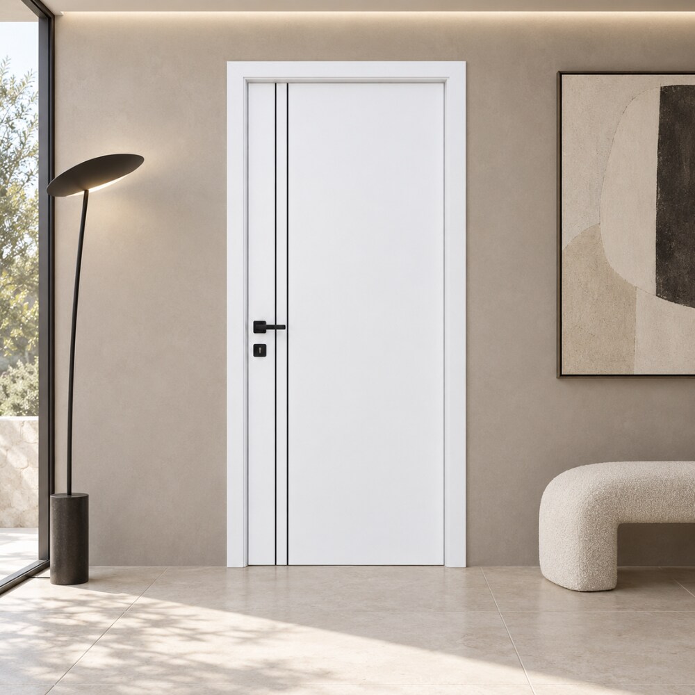 Usa interior Verto 2, fara geam, reversibila, MDF, 68 x 203 cm, alb