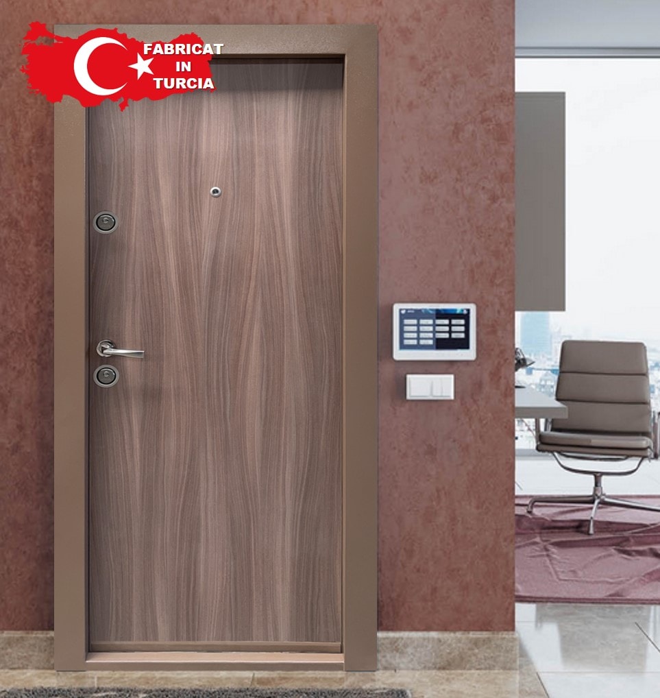 Usa de intrare pentru apartament BC112, fara geam, stanga, metal, 77 x 194 cm, grafit
