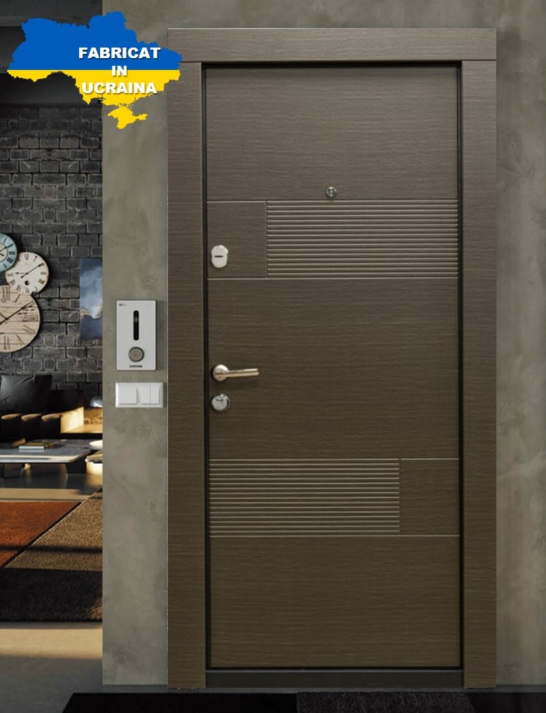 Usa de intrare pentru apartament BELLA CASA BC106, fara geam, stanga, metal, 77 x 194 cm, grej