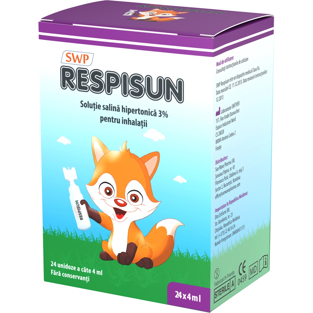 Supliment alimentar Respisun Solutie Salina, 24 x 4ml, SUN WAVE PHARMA