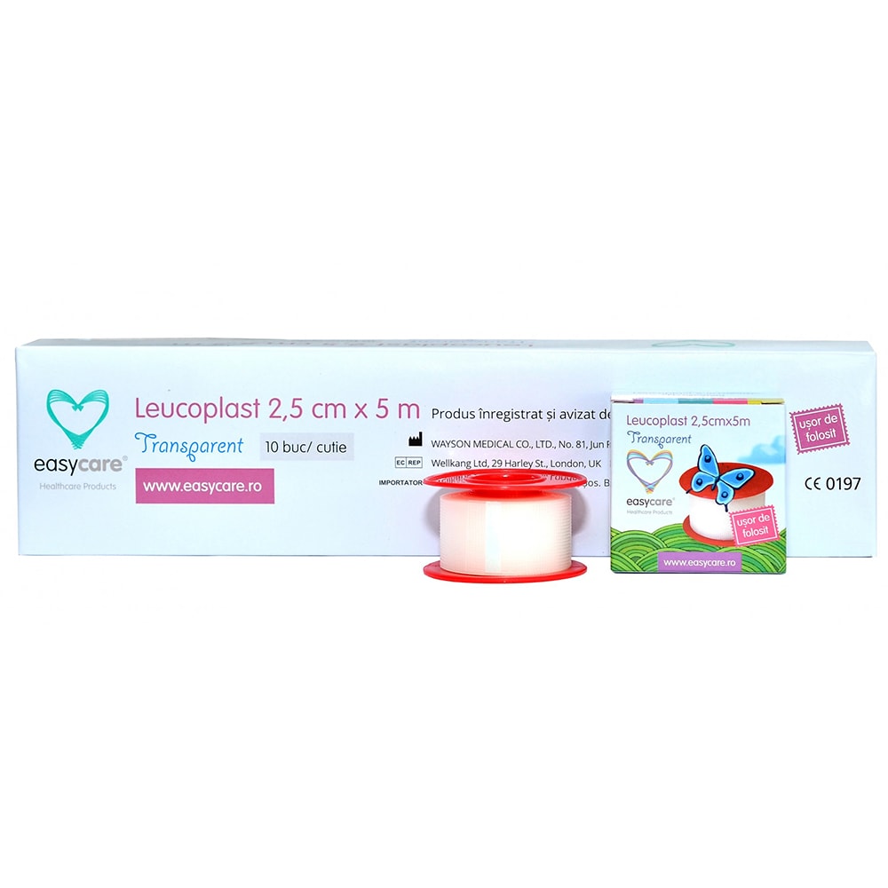 Leucoplast EASYCARE, transparent, 2.5cm x 5m, 10buc