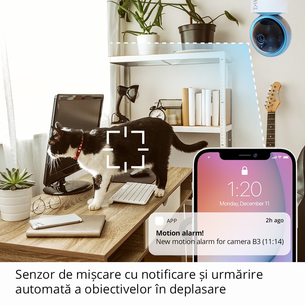 Monitor video digital EASYCARE Wi-Fi Smart EASY00141, alb-negru