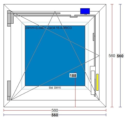 Fereastra termopan FENSTERWELT, PVC, 5 camere, 56 x 56 cm, deschidere oscilobatanta stanga, alb