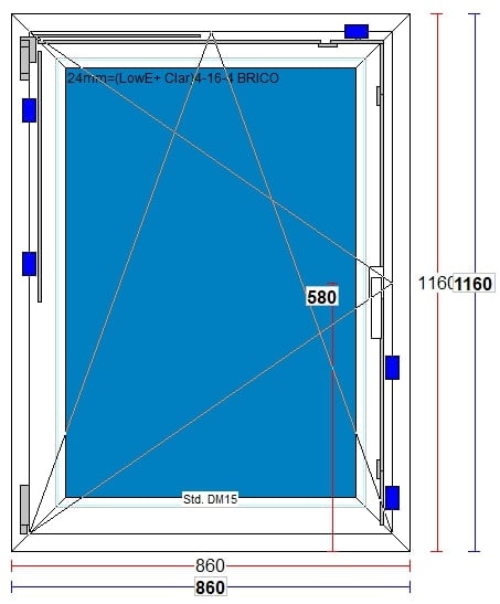 Fereastra termopan FENSTERWELT, PVC, 5 camere, 86 x 116 cm, deschidere oscilobatanta stanga, alb