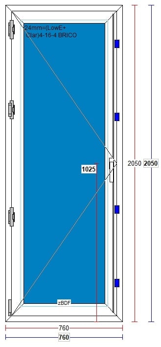 Usa exterior FENSTERWELT, cu geam, 5 camere, stanga, PVC, 76 x 205 cm, alb