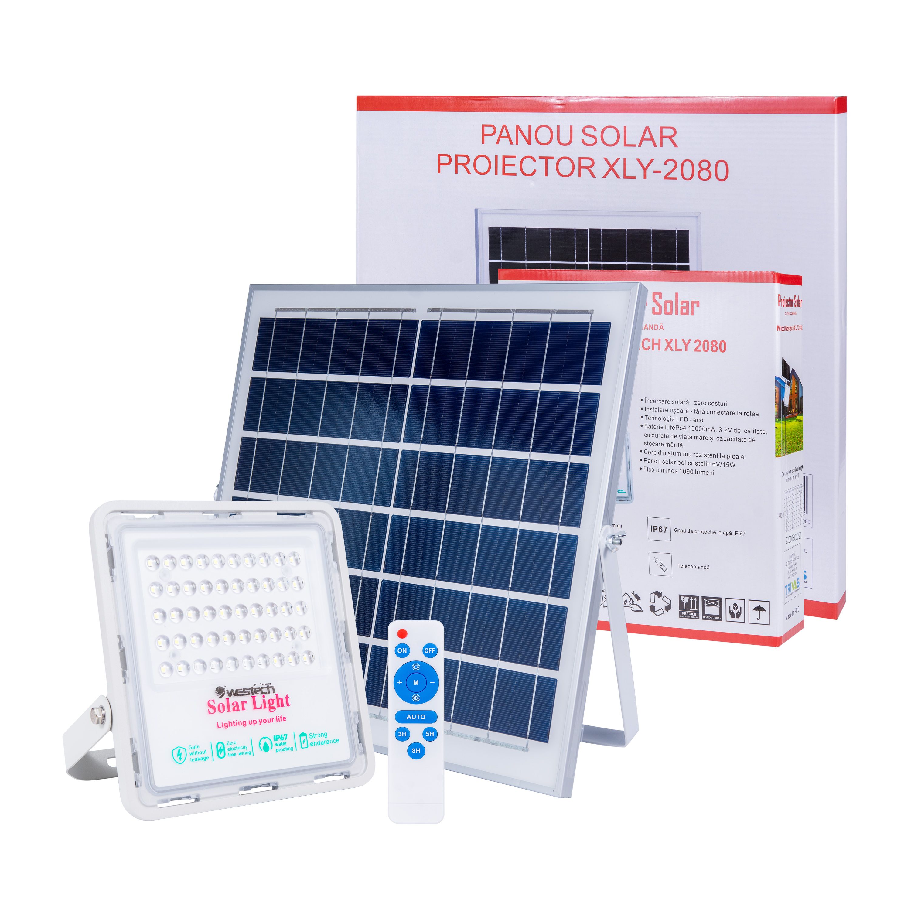 Proiector solar WESTECH XLY 2080, 15W, 1090lm, alb