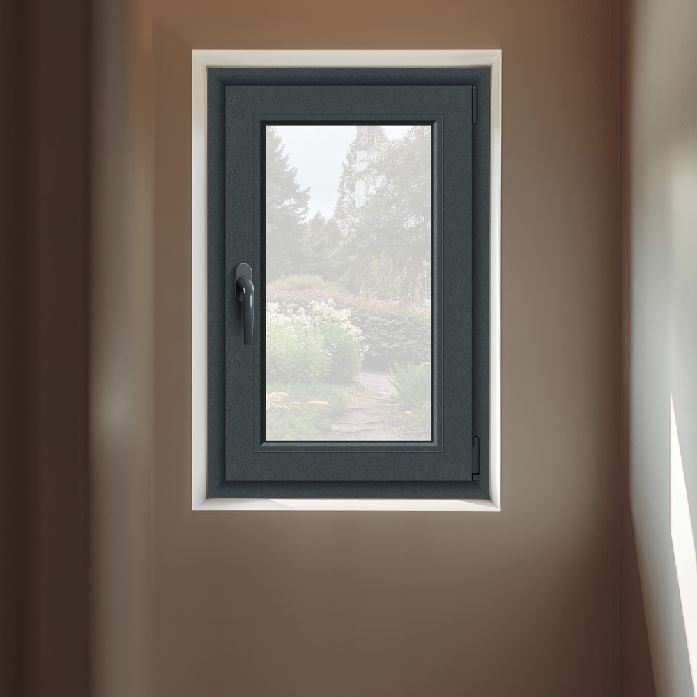 Fereastra termopan APLAST, PVC, 5 camere, 56 x 86 cm, deschidere oscilobatanta dreapta, gri antracit