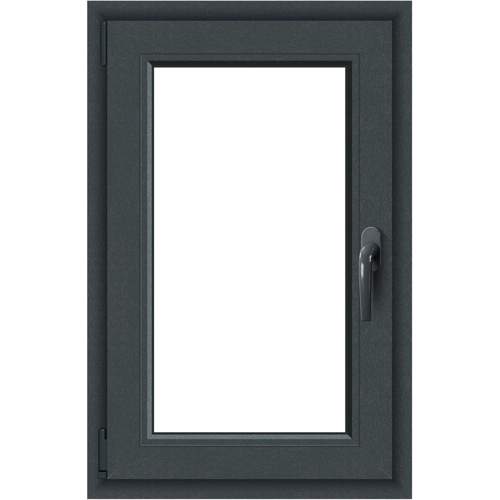 Fereastra termopan APLAST, PVC, 5 camere, 56 x 86 cm, deschidere oscilobatanta stanga, gri antracit