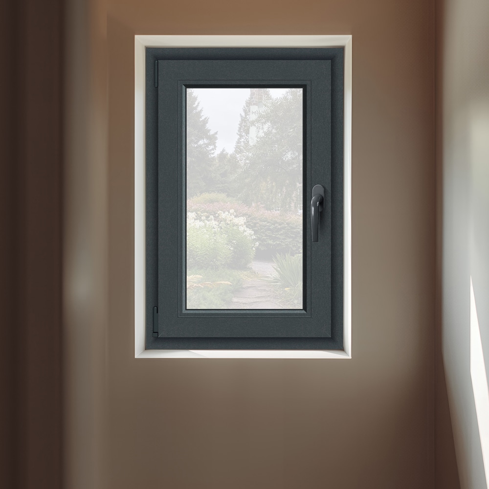 Fereastra termopan APLAST, PVC, 5 camere, 56 x 86 cm, deschidere oscilobatanta stanga, gri antracit