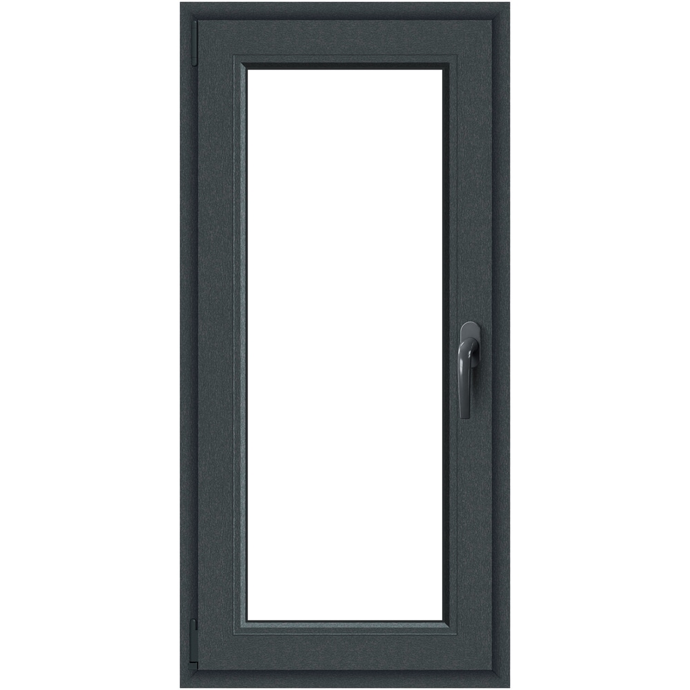 Fereastra termopan APLAST, PVC, 5 camere, 56 x 116 cm, deschidere oscilobatanta stanga, gri antracit