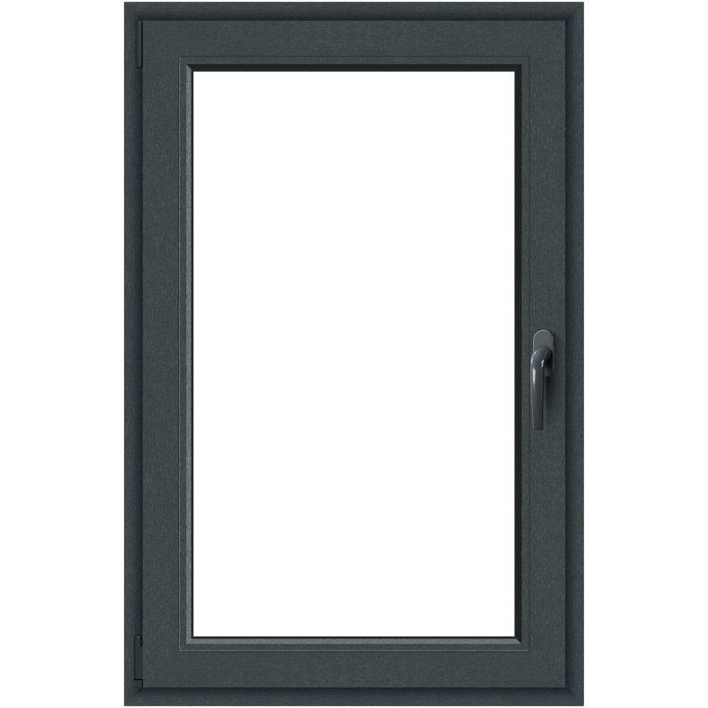 Fereastra termopan APLAST, PVC, 5 camere, 86 x 116 cm, deschidere oscilobatanta stanga, gri antracit