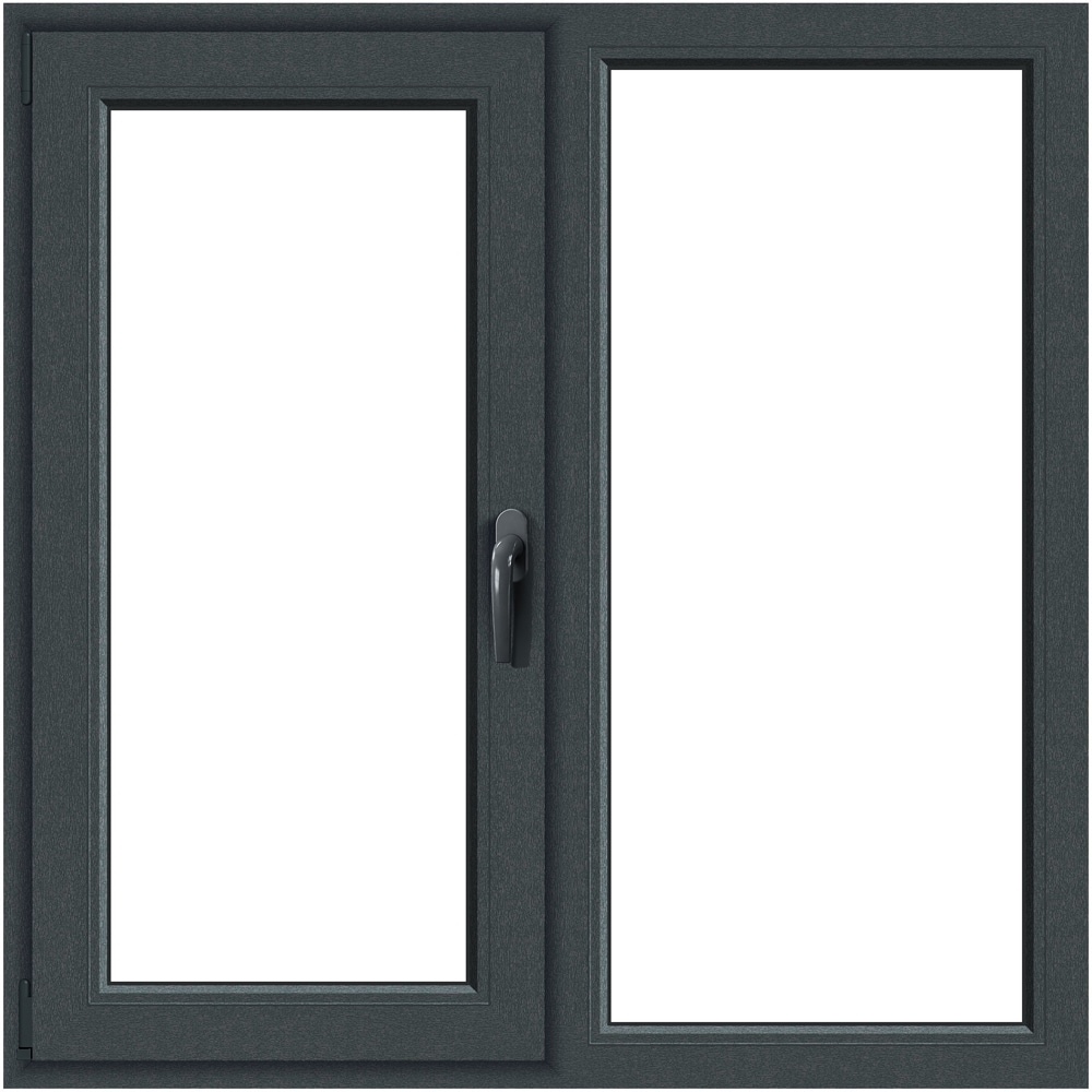 Fereastra termopan APLAST, PVC, 5 camere, 116 x 116 cm, deschidere fixa + batanta stanga, gri antracit