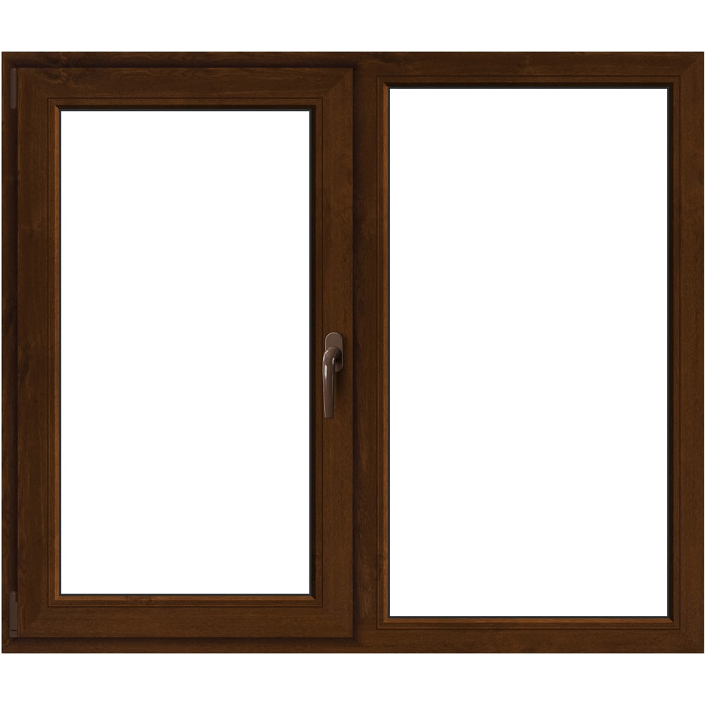 Fereastra termopan APLAST, PVC, 5 camere, 146 x 116 cm, deschidere fixa + batanta stanga, maro