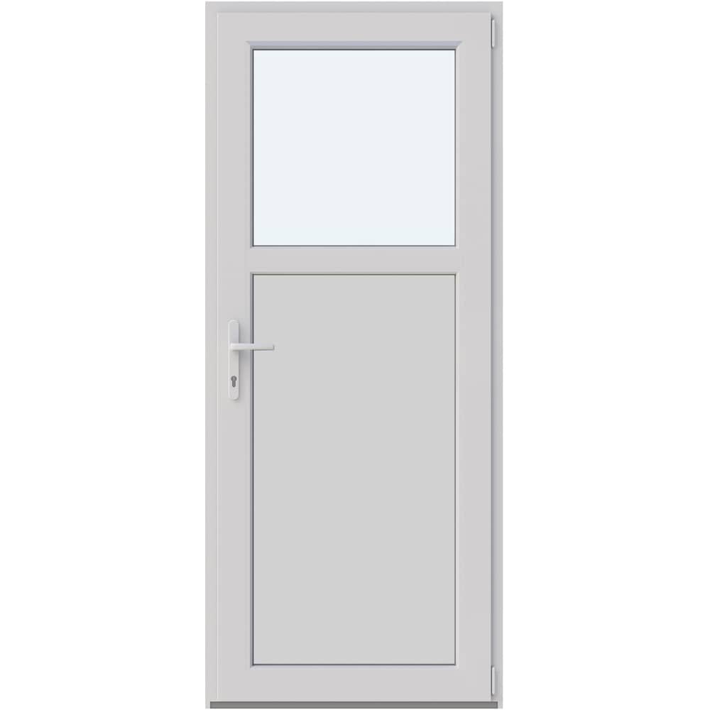 Usa intrare APLAST, cu geam, dreapta, PVC, 88 x 205 cm, alb