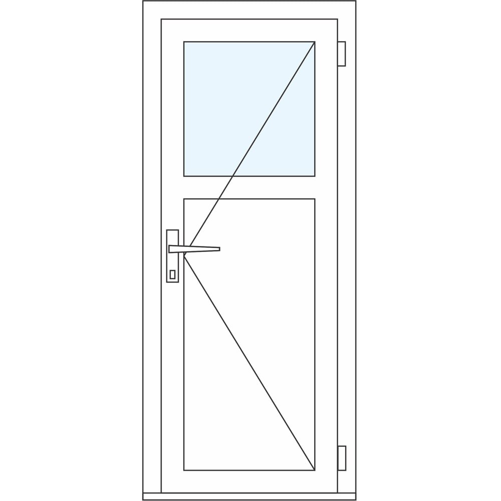 Usa intrare APLAST, cu geam, dreapta, PVC, 88 x 205 cm, alb