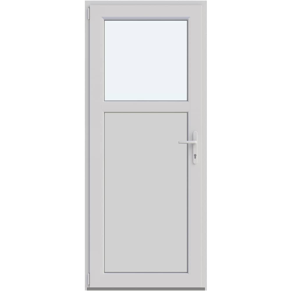 Usa intrare APLAST, cu geam, stanga, PVC, 88 x 205 cm, alb