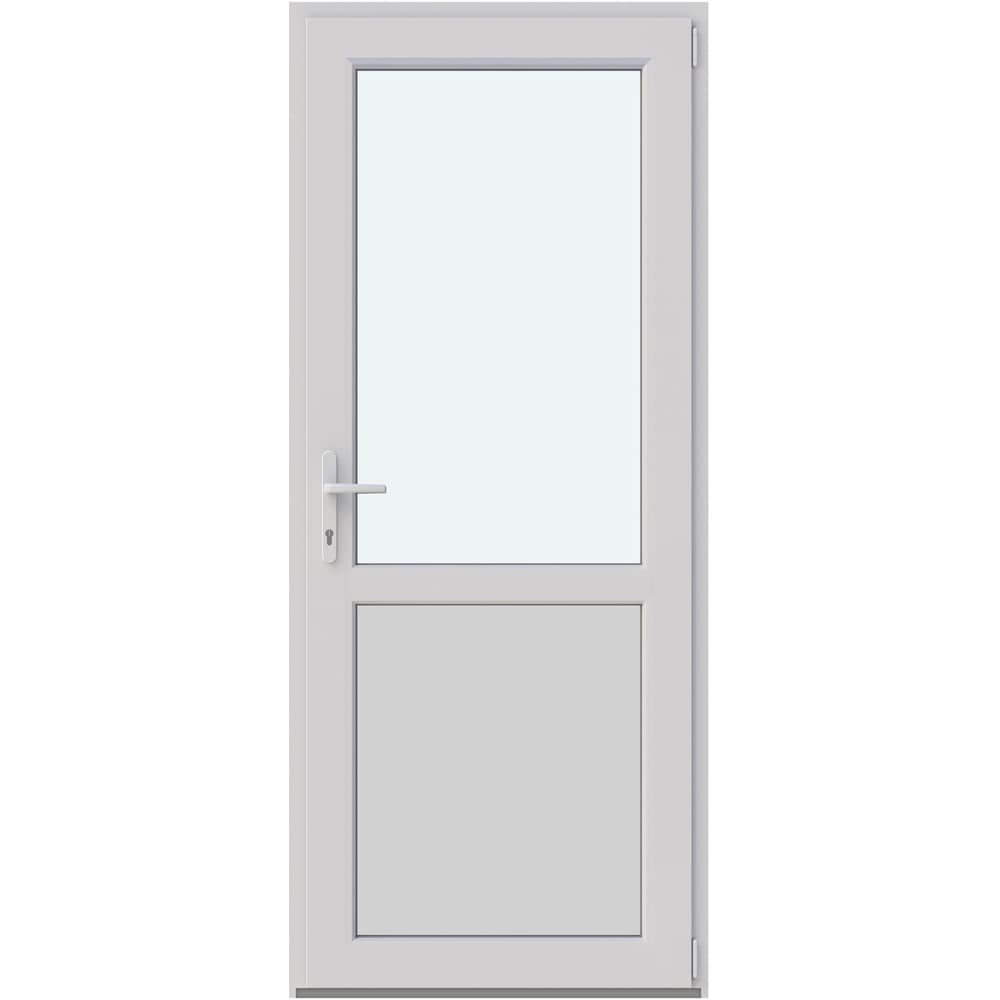 Usa intrare APLAST, cu geam, dreapta, PVC, 88 x 205 cm, alb