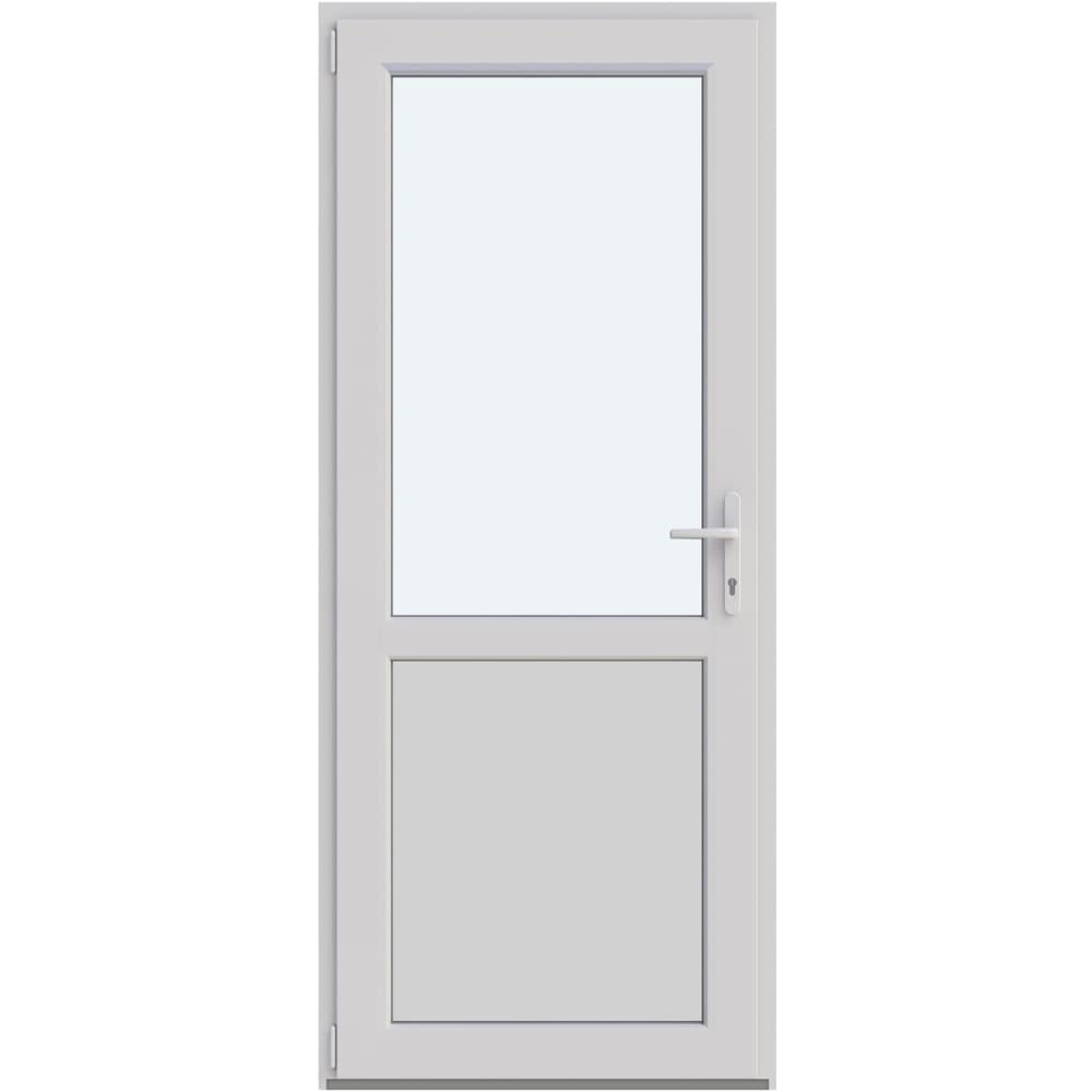 Usa intrare APLAST, cu geam, stanga, PVC, 88 x 205 cm, alb