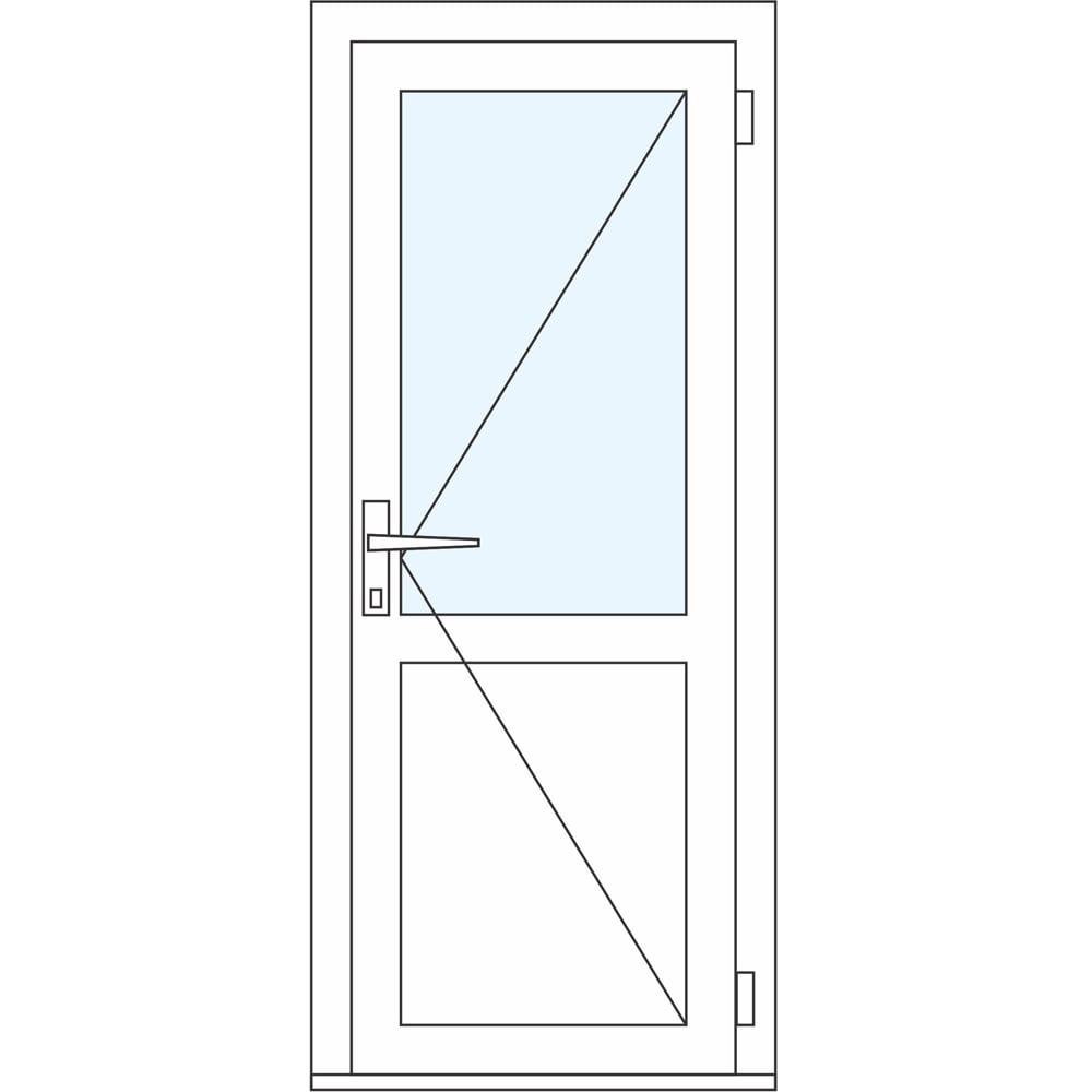 Usa intrare APLAST, cu geam, dreapta, PVC, 88 x 205 cm, maro inchis