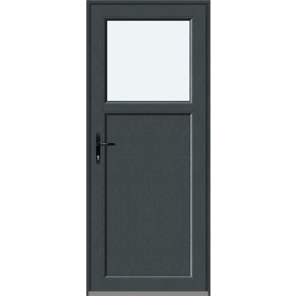 Usa intrare APLAST, cu geam, dreapta, PVC, 88 x 205 cm, gri antracit
