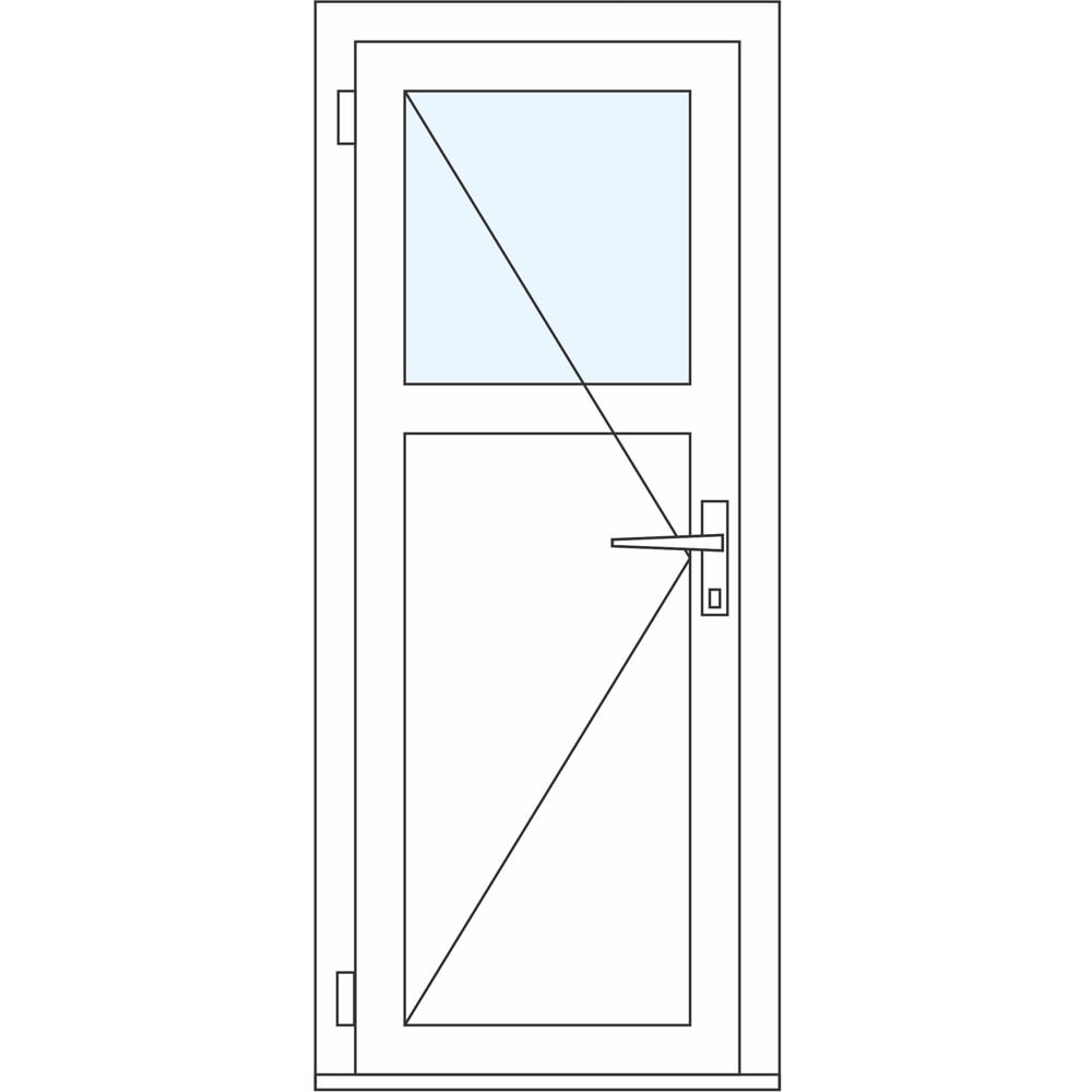 Usa intrare APLAST, cu geam, stanga, PVC, 88 x 205 cm, gri antracit