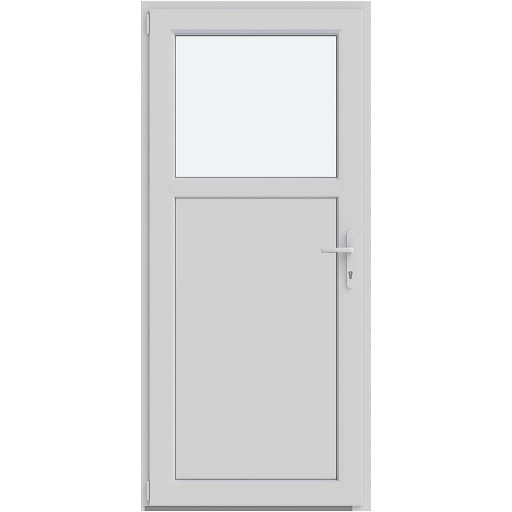Usa intrare APLAST, cu geam, stanga, PVC, 88 x 195 cm, alb