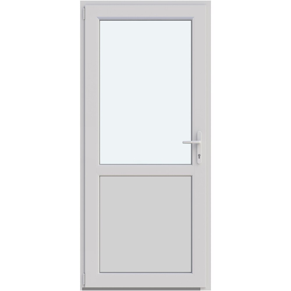 Usa intrare APLAST, cu geam, stanga, PVC, 88 x 195 cm, alb