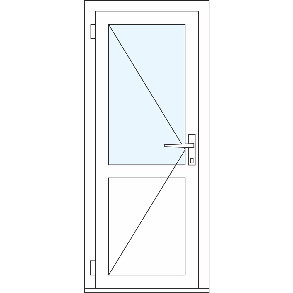 Usa intrare APLAST, cu geam, stanga, PVC, 88 x 195 cm, alb