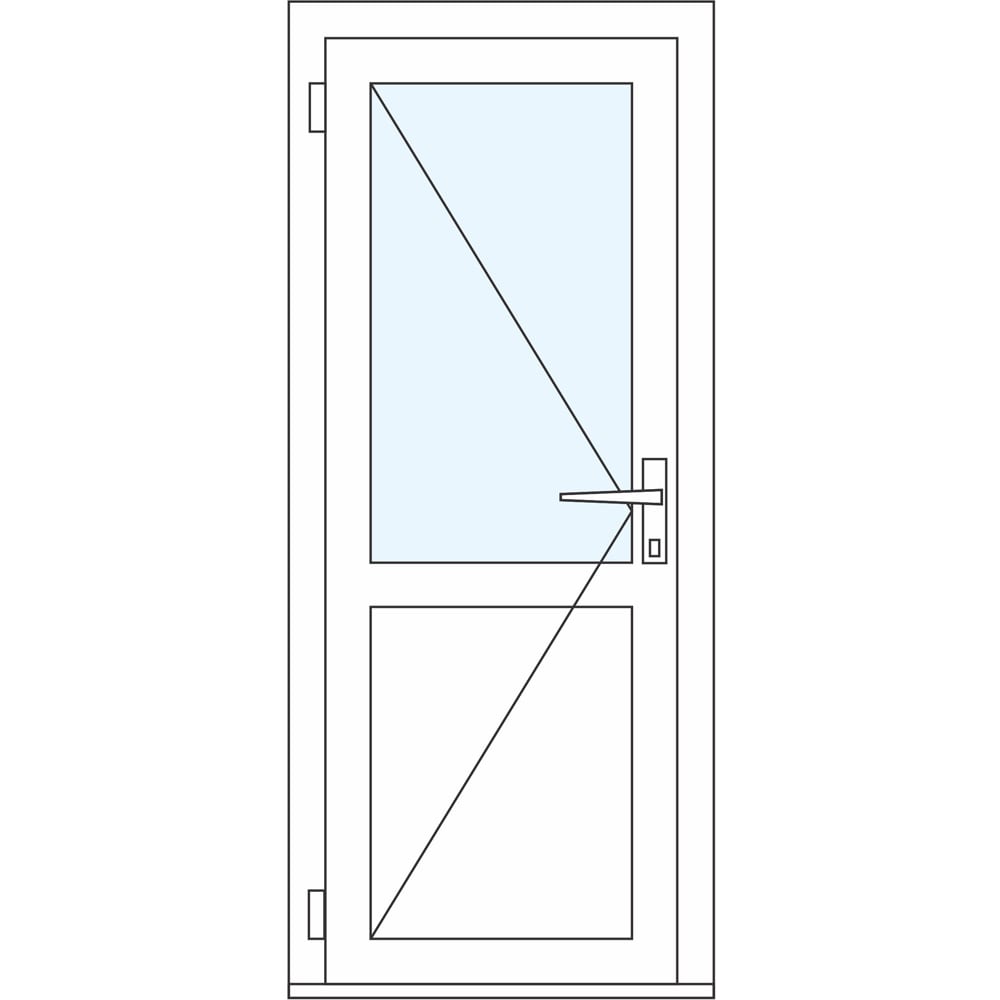 Usa intrare APLAST, cu geam, stanga, PVC, 88 x 195 cm, maro inchis
