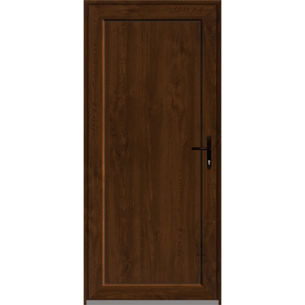 Usa intrare APLAST, fara geam, stanga, PVC, 88 x 195 cm, maro inchis