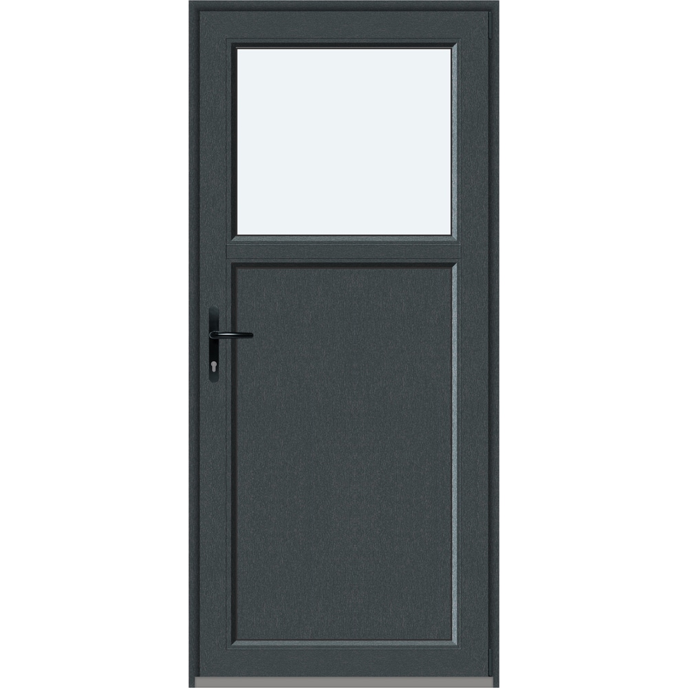 Usa intrare APLAST, cu geam, dreapta, PVC, 88 x 195 cm, gri antracit