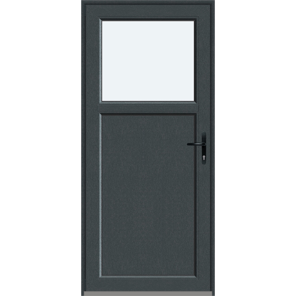Usa intrare APLAST, cu geam, stanga, PVC, 88 x 195 cm, gri antracit