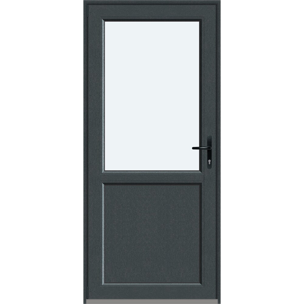Usa intrare APLAST, cu geam, stanga, PVC, 88 x 195 cm, gri antracit