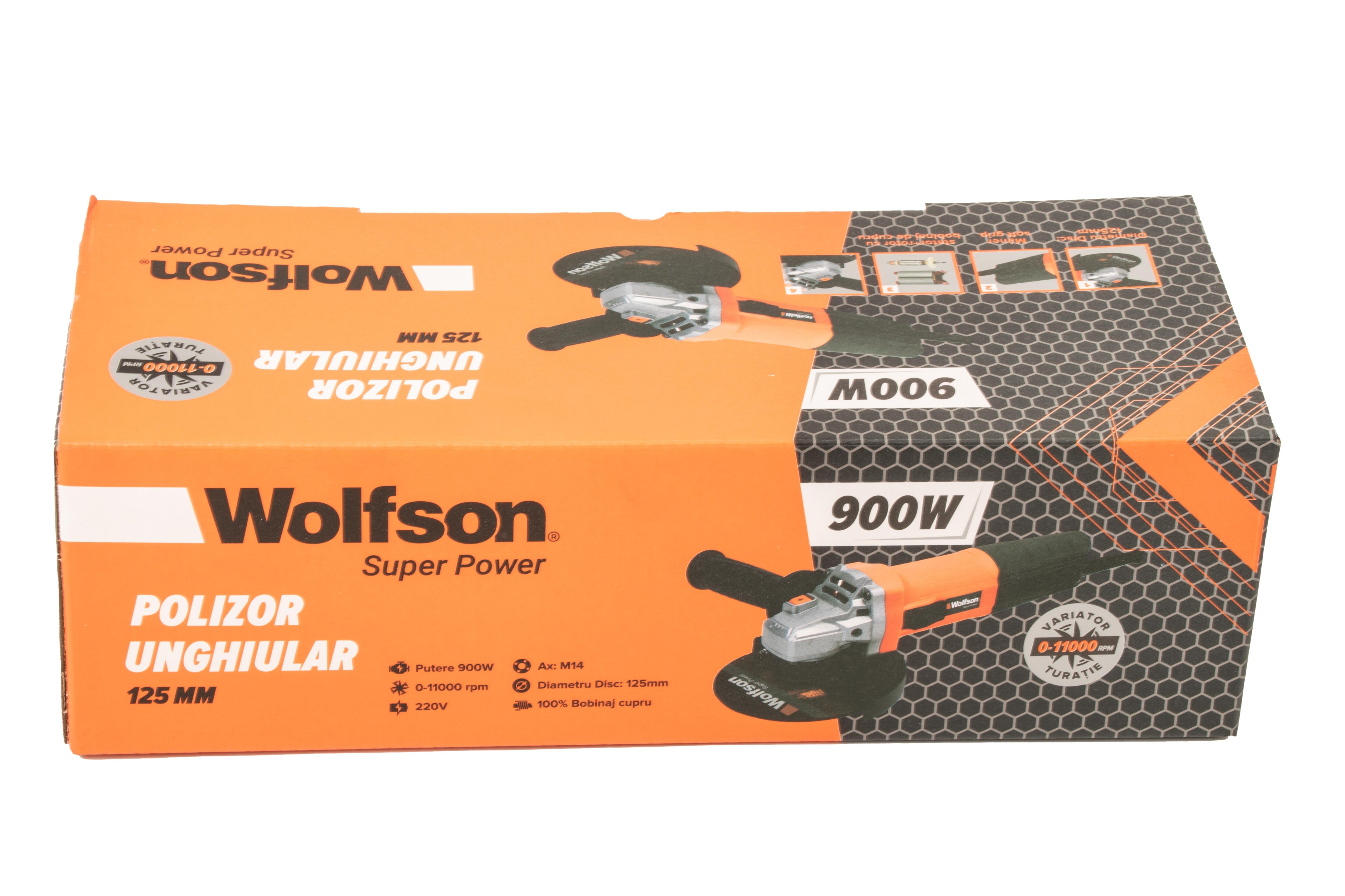 Polizor unghiular cu variator Wolfson Super Power, 900W, 125 mm