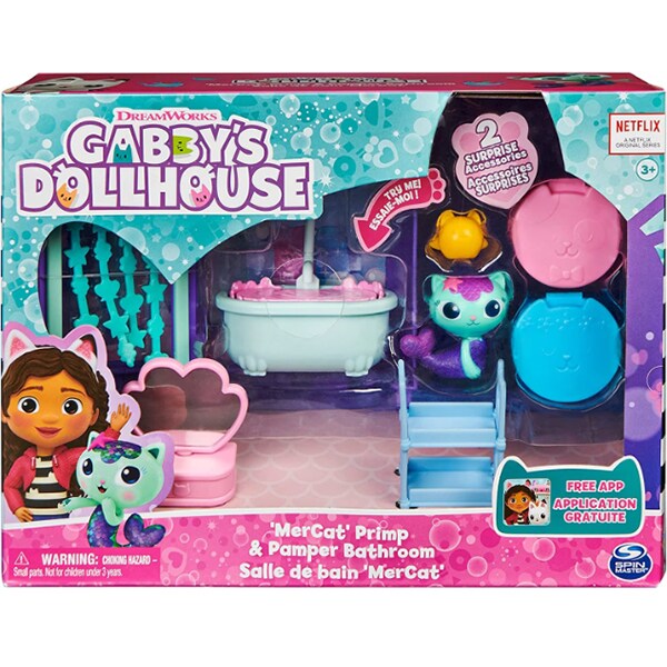 Casa de lux GABBY'S DOLLHOUSE Baia pentru dichisit, 3 ani+, multicolor
