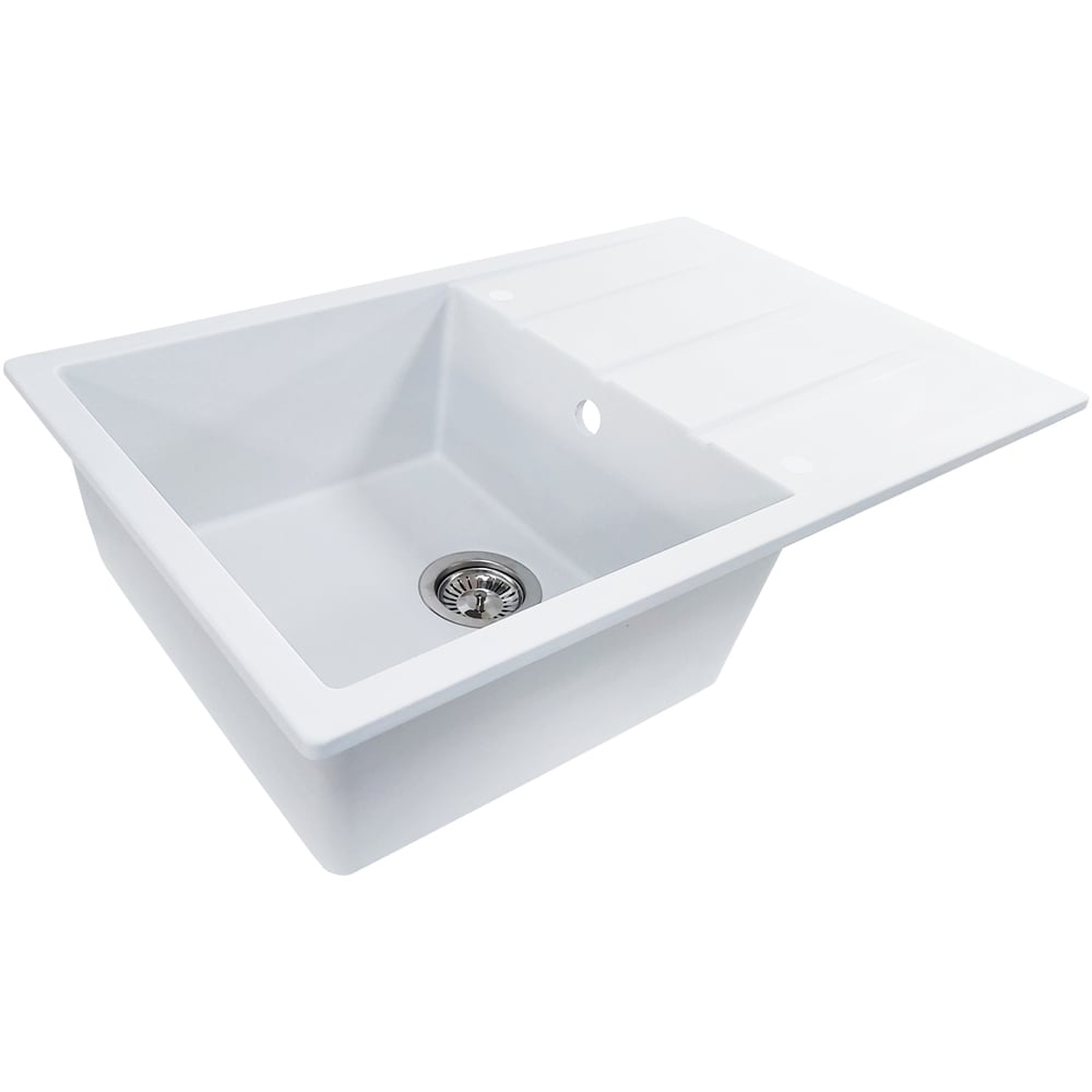 Chiuveta bucatarie SANDONNA Paullina 79, 1 cuva, picurator reversibil, compozit granit, alb