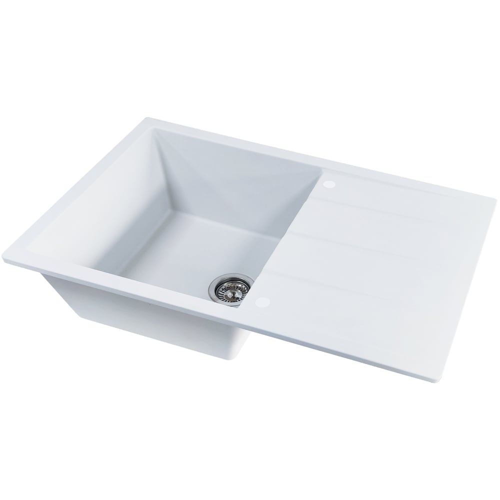 Chiuveta bucatarie SANDONNA Paullina 79, 1 cuva, picurator reversibil, compozit granit, alb